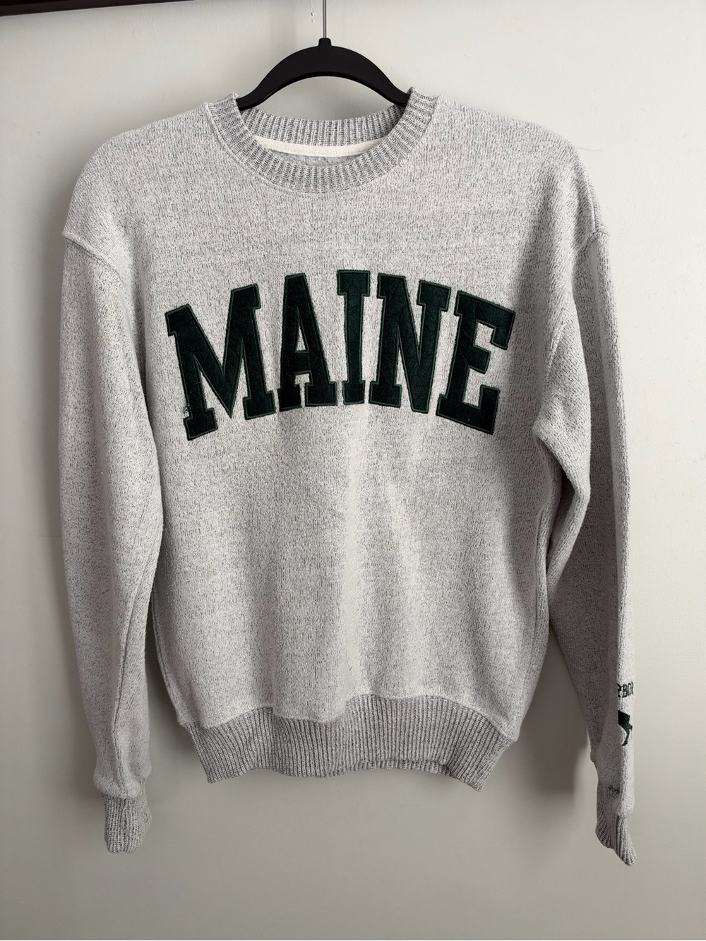 Gray Crewneck Sweatshirt with Dark Green MAINE Lettering